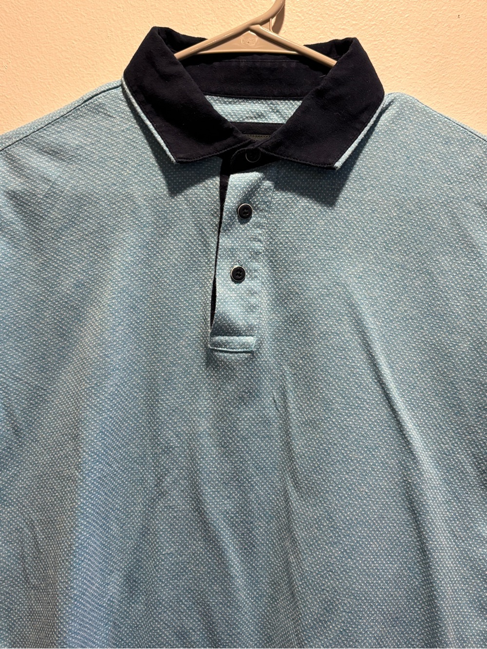 Polo Light Blue with Navy Contrast Collar